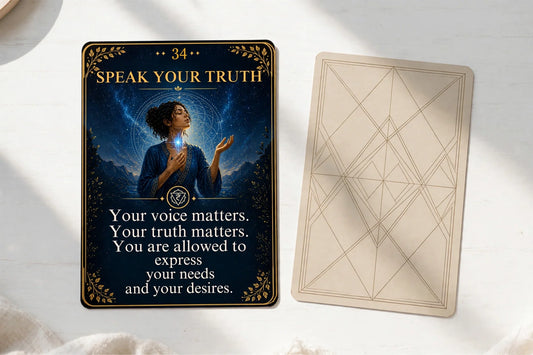 Oracle card beside a face-down card on a bright white table